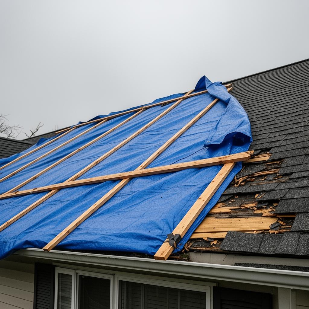 Tarped roof after a storm in Ocean County NJ by Quality Roof Pros